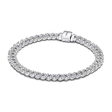 PANDORA Timeless Pavé Cuban Chain Bracelet - Gift for Her - Sterling Silver & Cubic Zirconia - With Gift Box - 7.9"