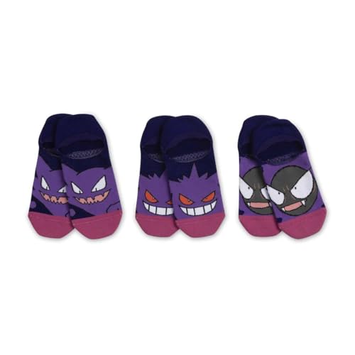 Pokemon Pokémon Center: Gastly, Haunter & Gengar Terrifying Trio No-Show Socks (3 Pairs) (One Size-Adult)