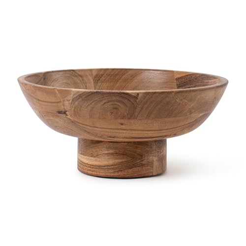 Luxe Designs Wooden Footed Bowl Handcrafted Decorative Fruit Bowl with Elegant Footed Base for Dining, Serving, and Home Décor – Perfect for Fruits, Snacks, and Centerpiece Display