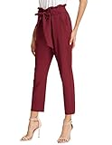 GRACE KARIN Womens Casual Solid Bottom Bow-Knot Decorated Pants with Pockets Wine Red M