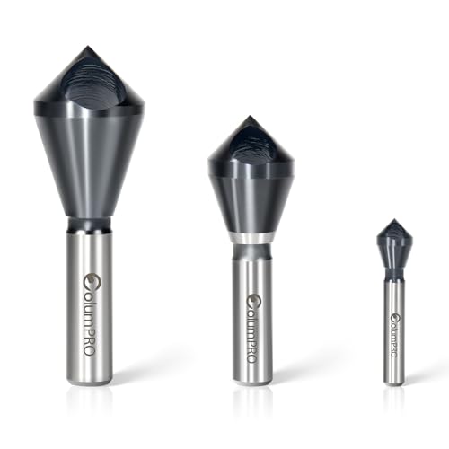 ColumPRO 3PCS Cobalt Single-End Countersink Chamfer Tool Set -TiAlN Coated Heavy-Duty M35 90-Degree Countersink Bits for Metal, Stainless Steel, Copper, Wood, Fiberboard,2-5,10-15,15-20MM,1/4"-3/4"
