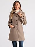 Allegra K Women's Winter Outerwear Overcoat Peter Pan Collar Mid-thigh A-line Single Breasted Pea Coat Medium Taupe khaki