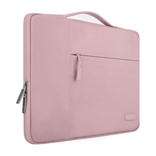 MOSISO Laptop Case 13.3 inch, 13-14 inch Laptop Sleeve with Handle Compatible with MacBook Air/Pro 13 / Pro 14, HP Dell ASUS Lenovo Notebook, Polyester Multifunctional Computer Bag, Pink