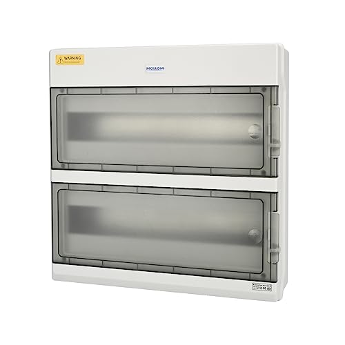 Mollom 36 Way Power Distribution Box with Bus Bars and Din Rail for Miniature Circuit Breaker MCB, Waterproof IP66.Padlock Available for Indoor and Outdoor Use