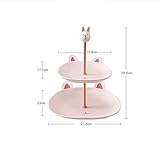 HGIYA Dishware Ceramic Double-Layer Tray,Home Cute Candy Dish Fruit Plate Personality Multi-Layer Dessert Table Dessert Pastry Rack for Kitchen Restaurant Gifts