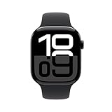 Apple Watch Series 10 [GPS 46mm case] Smartwatch with Jet Black Aluminium Case with Black Sport Band - M/L. Fitness Tracker, ECG App, Always-On Retina Display, Water Resistant