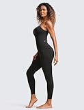 CRZ YOGA Butterluxe Jumpsuits for Women Yoga Workout Casual One Piece Leggings Romper with Built in Bra Black Medium