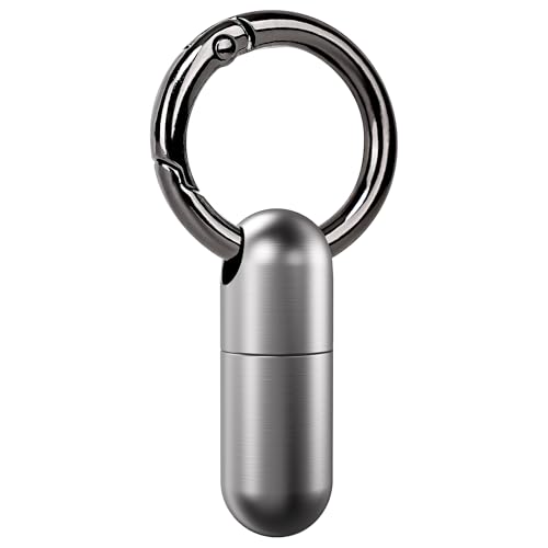VANSU Micro Keychain Pill Holder Titanium Waterproof Mini Pill Container for Emergency Medicine，Travel Purse Pocket (Silver)