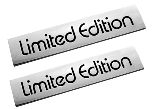 2PCS Chrome Metal Limited Edition Logo Car Badge 3D Premium Car Rear Trunk Sticker Side Decal (Black Silver)