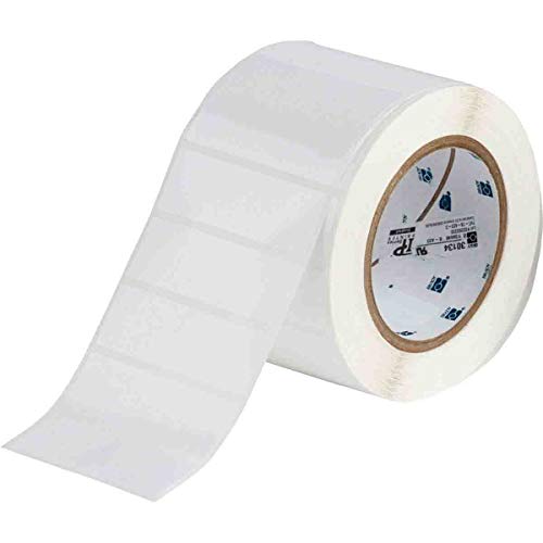 Brady THT-18-423-3 3" Width x 1" Height, B-423 Permanent Polyester, Gloss Finish White Thermal Transfer Printable Label (3000 per Roll)