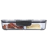 Progressive Prokeeper + Deli Storage Set: Air-Tight Silicone Sealed Containers w Grooved Bottom, Dry Erase Lid, BPA-Free, Stackable, Keeps Meats & Cheeses Fresh Longer, PKS-710C Split Deli 1.6L