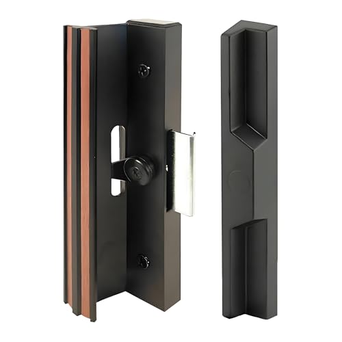 Diecast Sliding Door Handle Set Anodized Black w/ 4-15/16" Hole Spacing – Extruded Aluminum Inside Pull Painted Black – Diecast Pull - Clamp Latch w/ Metal Activator | Sliding Patio Glass Door Handle