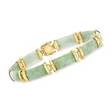 Ross-Simons Jade Good Fortune Bracelet in 18kt Gold Over Sterling. 7.5 inches