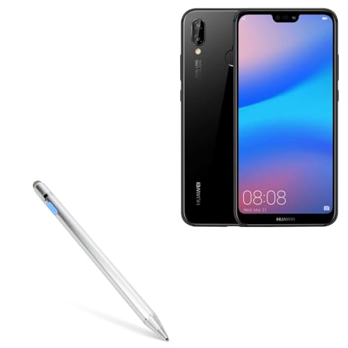 BoxWave Stylus Pen Compatible with Huawei P20 Lite - AccuPoint Active Stylus, Electronic Stylus with Ultra Fine Tip - Metallic Silver