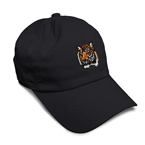 Soft Baseball Cap Tiger Cross-Stitch Embroidery Wild Animals Tigers Embroidery Twill Cotton Dad Hats for Men & Women Black Design Only