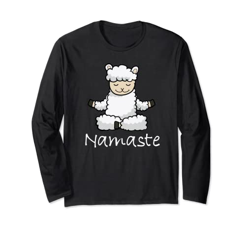 Adorable Cartoon Lamb In Yoga Pose Or Meditating Namaste Long Sleeve T-Shirt