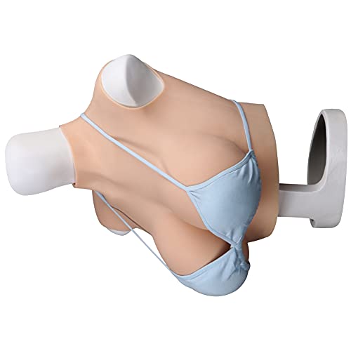 YIQI Breast Forms Round collar Fake Boobs for Crossdresser Breastplate Silicone Gel Filler (Ivory white, H)