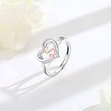 INFUSEU S Initial Ring Heart for Women Teen Letter Jewelry 925 Sterling Silver Adjustable Cute Capital Alphabet Monogram Gifts Girlfriend Wife Mother Her Birthday