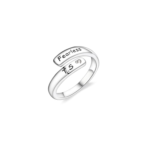 HolaJune TS FEARLESS Inspired Sterling Silver TS Open Ring Friendship Jewelry Gifts for Women
