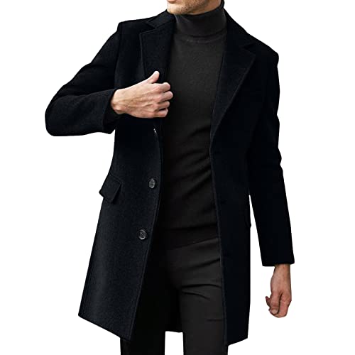 QWENTMTNTY Mens Trench Coat Short Chaquetas De Invierno Para Hombre 90S Jacket Men Black Long Coat Men Men’S Winter Coat