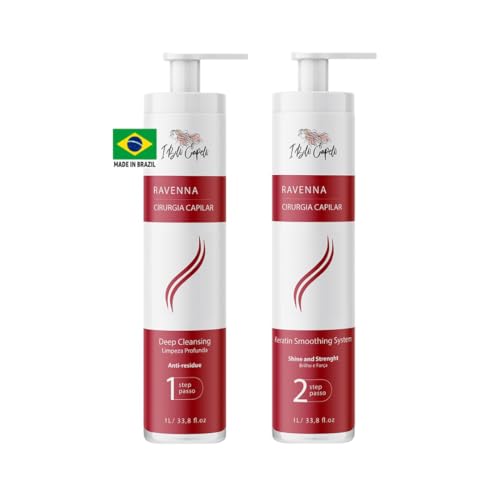 I Belli Capelli Ravenna Professional Keratin, Long-lasting Straightening Effect - Cirugia Capilar - Celulas Madres Straightener System - 2x1L/33.8