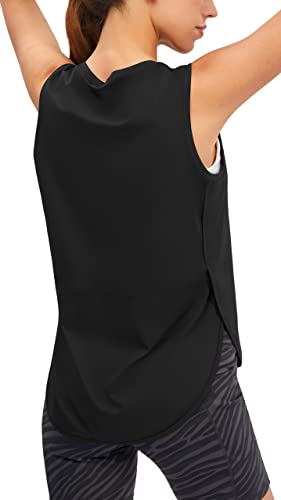 JOYSPELS Ice Silk Workout Tank Tops for Women Cool-Dry Sleeveless Loose Fit Yoga Shirts Athletic Black