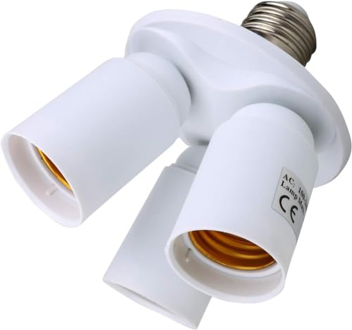 8T8 3 in 1 E26 E27 Light Bulb Socket Splitter Adapter, Standard LED Bulb Base Converter, 3 Way Bulbs Socket Holder, 60W Each Port, Total 180W