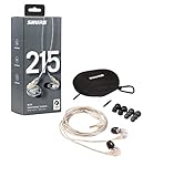 Shure SE215 PRO Wired Earbuds - Professional Sound Isolating Earphones, Clear Sound & Deep Bass, Single Dynamic MicroDriver, Secure Fit in Ear Monitor, Plus Carrying Case & Fit Kit - Clear (SE215-CL)