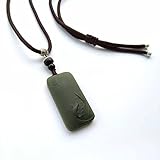 Dark Green Hetian Jade Pisces Pendant Necklace Pure Natural Carving Amulet