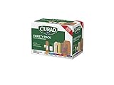 CURAD Assorted Bandages Variety Pack, 6 Styles Including Antibacterial, Waterproof, Sheer, Plastic, Heavy Duty & Flex-Fabric, Protects Scrapes, Cuts & Burns, Latex-Free, 300 Count