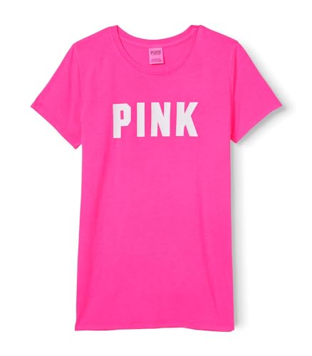 Victoria's Secret Women's Short Sleeve T-Shirt, Women T Shirt, Logo Pink, M