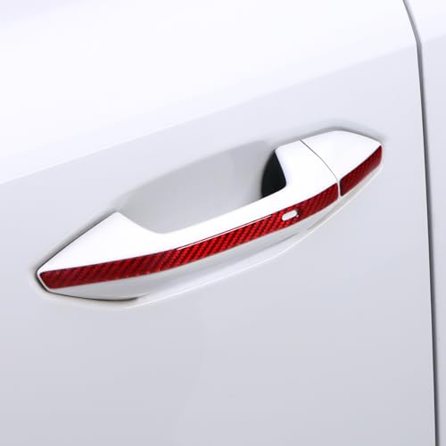 BETTERHUMZ Car Outside Door Handle Sticker Compatible with Audi A3 8Y S3 RS3 Sportback 2021-2025 Carbon Fiber Exterior Molding Protector Trim Tuning Accessories (Red)