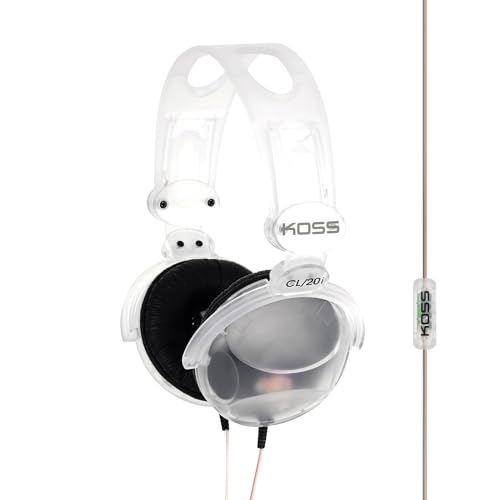 Koss CL20i Clear Transparent On-Ear Headphones, in-Line Microphone and Remote, Retro Style, 3.5mm Plug