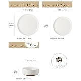 MALACASA Plates and Bowls Sets, 12 Pieces Modern Stoneware Dinnerware Set for 4 Kitchen Dinner Set Ceramic Dishware Dishes Set Microwave and Dishwasher Safe, White, Series TARA