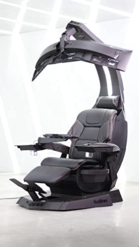 IMPERATOR WORKS CLUVENS Manticore Model Zero Gravity Gaming Chair Cockpit Gaming Workstation Executive seat (Black) Support 3 Monitors 1 * 49"/57" Monitor can Extend to 5 Monitors