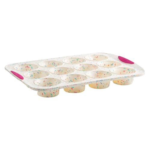 Trudeau - 5118553 Trudeau Structured Silicone Muffin Pan, 12 Cup, Confetti/Fuschia