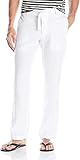 Perry Ellis Men's 100% Linen Drawstring Casual Pants For Men, Regular Fit, Lightweight (Waist Size 29-54 Big & Tall), Bright White, 36W x 32L