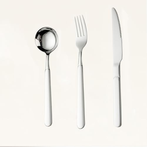 18/10 stainless steel silverware set,Western-style cutlery set for home use, high-beauty steak cutting set, European-style knife, fork, and spoon three-piece flatware set