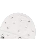 BOLLEY JOSS Womens Winter Beanies Sparkle Crystal Rhinestone Knitted Beanie Hats Shiny Bling Skull Ski Cap White