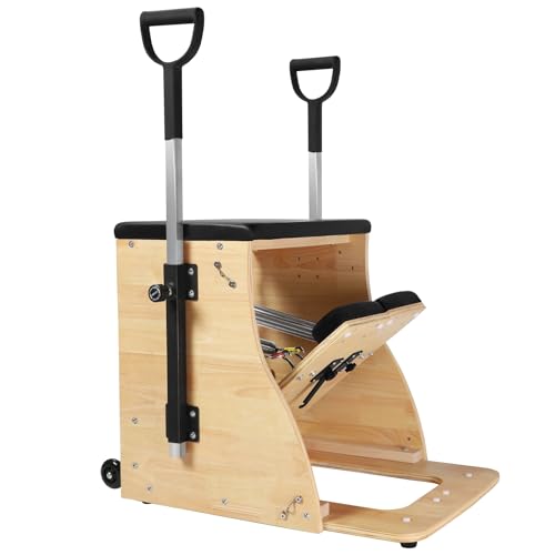 ARKANTOS Pilates Chair, Split-Pedal Stability Combo Chair with Handles, Yoga Fitness Trainer, Pilates Reformer Machine, Equipment Perfect for Home Use & Gym Workout (Black)