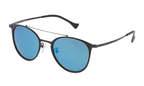 Police SPL156-599B Mens Rival 9 SPL156-599B Matt Black Mirrored Blue Sunglasses