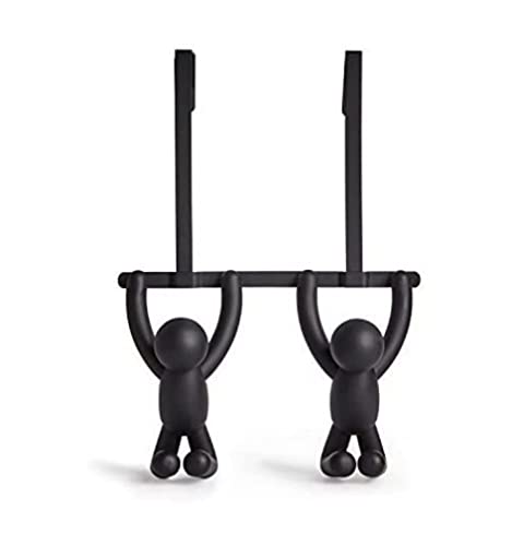 Umbra Buddy Over The Door Double Hook- Over the Door Double Hook, Decorative, Increases Storage, Storage for Coats, Hats, Scarves, Towels and More, Matte Black Finish 12-1/2 by 8-1/2 by 4 1/4"