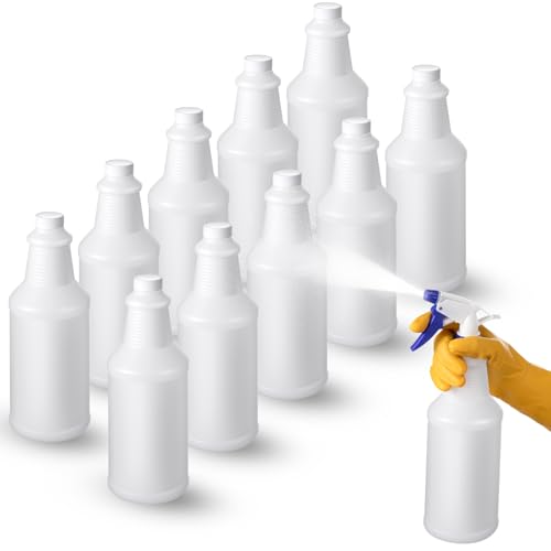 Honeydak 10 Pcs Chemical Resistant 32 oz Bottles, Commercial-grade Quality Reusable 32 oz Plastic Spray Bottle, Hdpe Plastic, Suitable for Home, Garden, Work, Etc