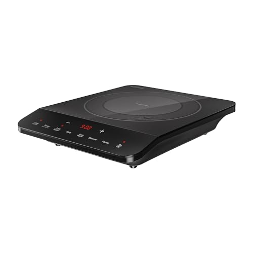 Empava Portable Induction Hot Plate Cooktop, Single 1 Burner Countertop Cooker, 3 Preset Modes, Shatter-proof Flat Glass Top, 110~120 Volt Plug in Electric Stove for Kitchen, Outdoor Camping, RV