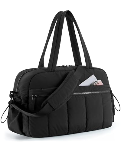 BAGSMART Duffle Bag for Travel, Gym Bag for Women with Wet Pocket, Carry on Weekender Bags for Women, Water Resistant Travel Bag Duffel Bag, Black