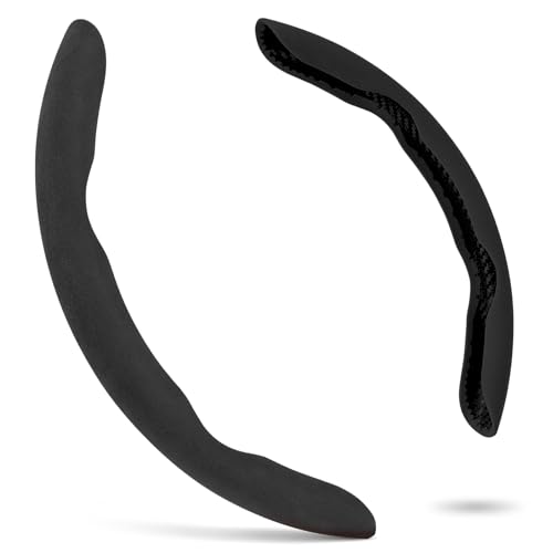 PAUUOOA Alcantara Material Steering Wheel Cover, Non- Slip Segmented Car Steering Wheel Cover for Men & Women, Universal 99% Car Wheel Cover Protector (Black-Regular Style)