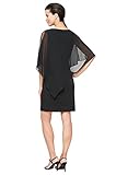 S.L. Fashions Women's Short Sheath Capelet Gown with Asymmetric Overlay, Mother of The Bride Dress (Petite and Regular Sizes), Black