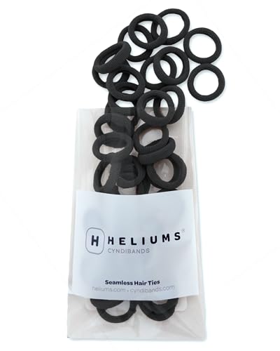 Heliums Extra Small Hair Ties No Damage - Black - Mini 0.7 Inch Tiny Soft Seamless Hair Bands for Toddlers, Braids, Kids Ponytails- 40 Count