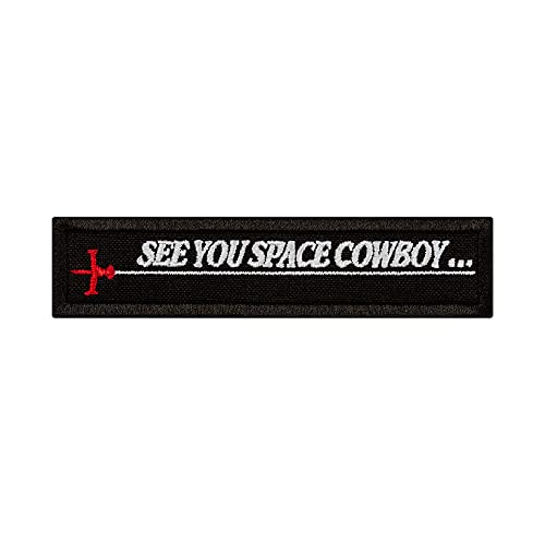 See You Space Cowboy Patch with Spaceship, Anime Swordfish Cosplay Badge Emblem, Iron On, 3.9 x 0.9 inches