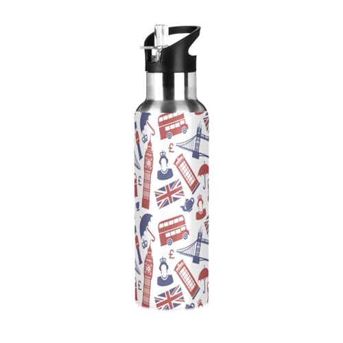 pnyoin Christmas Gifts for Women Men,Cartoon Retro England BPA Free Leakproof Vacuum Insulated Stainless Steel,30 Oz Hot Cold Thermal Flask Drinking Bottle for Christmas Party Decoration Holiday Gifts